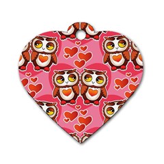 Cute Owls In Love Dog Tag Heart (one Side) by LovelyDesigns4U