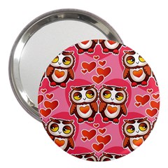 Cute Owls In Love 3  Handbag Mirrors by LovelyDesigns4U