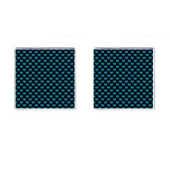 Blue Hearts Valentine s Day Pattern Cufflinks (square)