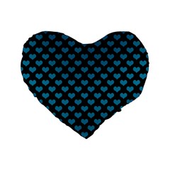 Blue Hearts Valentine s Day Pattern Standard 16  Premium Flano Heart Shape Cushions by LovelyDesigns4U