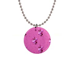 Pink Floral Pattern Button Necklaces by LovelyDesigns4U