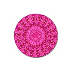 Pink And Red Mandala Magnet 3  (round) by LovelyDesigns4U