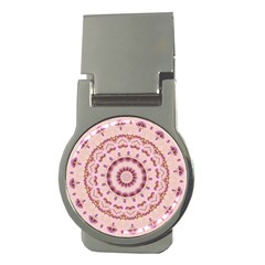 Pink And Purple Roses Mandala Money Clips (round) 