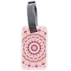 Pink And Purple Roses Mandala Luggage Tags (one Side)  by LovelyDesigns4U