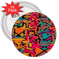 Colorful Shapes 3  Button (10 Pack) by LalyLauraFLM