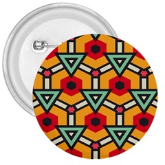 Triangles And Hexagons Pattern 3  Button by LalyLauraFLM