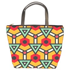 Triangles And Hexagons Pattern Bucket Bag by LalyLauraFLM