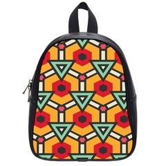 Triangles And Hexagons Pattern School Bag (small) by LalyLauraFLM