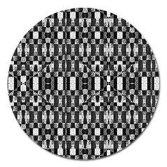 Black And White Geometric Tribal Pattern Magnet 5  (round) by dflcprints