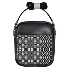 Black And White Geometric Tribal Pattern Girls Sling Bags by dflcprints