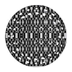 Black And White Geometric Tribal Pattern Round Filigree Ornament (2side) by dflcprints