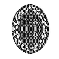 Black And White Geometric Tribal Pattern Oval Filigree Ornament (2-side)  by dflcprints