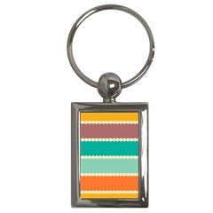 Rhombus And Retro Colors Stripes Pattern Key Chain (rectangle) by LalyLauraFLM