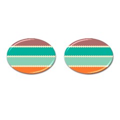 Rhombus And Retro Colors Stripes Pattern Cufflinks (oval)