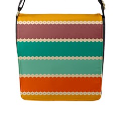 Rhombus And Retro Colors Stripes Pattern Flap Closure Messenger Bag (l) by LalyLauraFLM