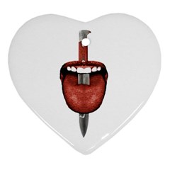 Tongue Cut By Kitchen Knife Photo Collage Ornament (heart) 