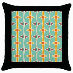 Rhombus pattern in retro colors 			Throw Pillow Case (Black)