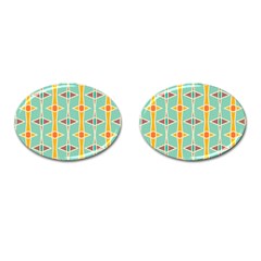 Rhombus Pattern In Retro Colors 			cufflinks (oval) by LalyLauraFLM