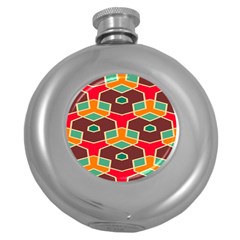 Distorted Shapes In Retro Colors			hip Flask (5 Oz) by LalyLauraFLM