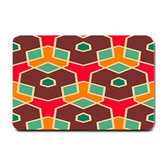 Distorted Shapes In Retro Colors			small Doormat by LalyLauraFLM