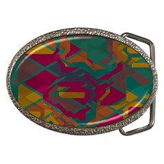 Geometric Shapes In Retro Colors			belt Buckle