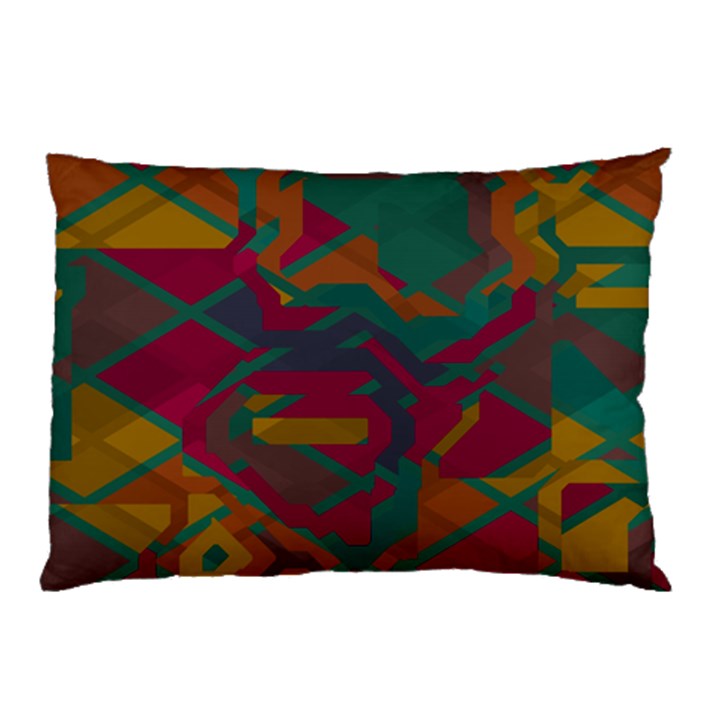 Geometric shapes in retro colors			Pillow Case