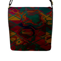 Geometric Shapes In Retro Colors			flap Closure Messenger Bag (l) by LalyLauraFLM