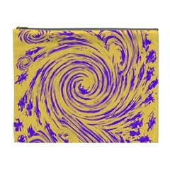 Purple And Orange Swirling Design Cosmetic Bag (xl) by JDDesigns