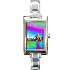 Chicago Colored Foil Effects Rectangle Italian Charm Watches by canvasngiftshop
