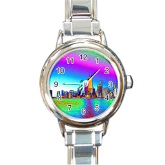 Chicago Colored Foil Effects Round Italian Charm Watches