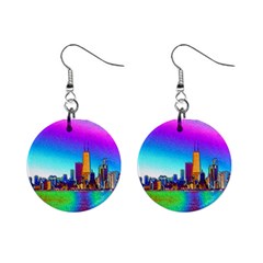 Chicago Colored Foil Effects Mini Button Earrings by canvasngiftshop