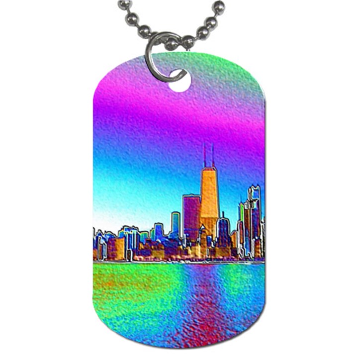 Chicago Colored Foil Effects Dog Tag (One Side)