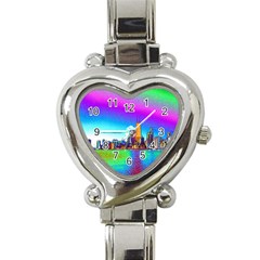 Chicago Colored Foil Effects Heart Italian Charm Watch by canvasngiftshop