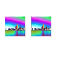 Chicago Colored Foil Effects Cufflinks (square)