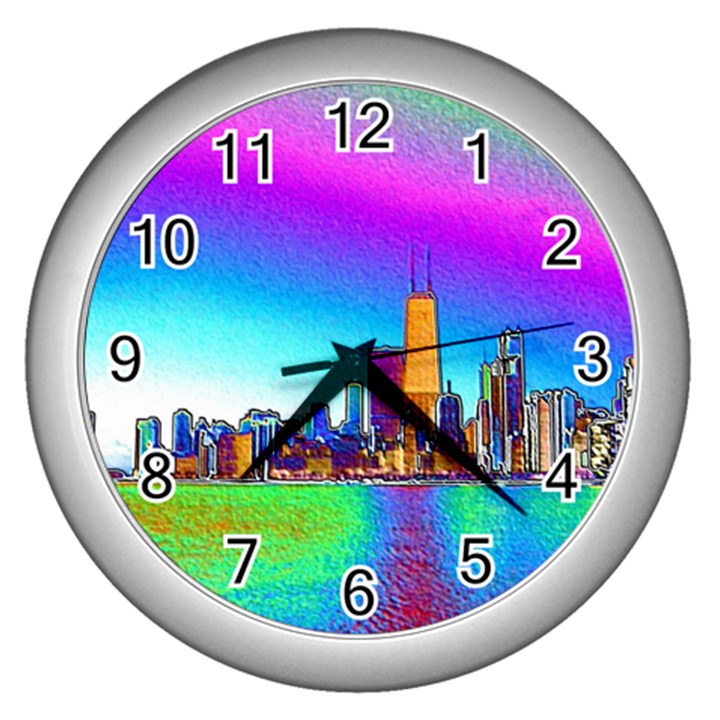 Chicago Colored Foil Effects Wall Clocks (Silver) 