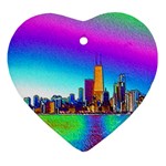 Chicago Colored Foil Effects Heart Ornament (2 Sides) Back