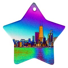 Chicago Colored Foil Effects Star Ornament (two Sides) 