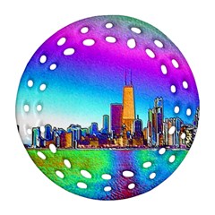 Chicago Colored Foil Effects Round Filigree Ornament (2side)