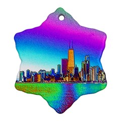 Chicago Colored Foil Effects Snowflake Ornament (2-side)