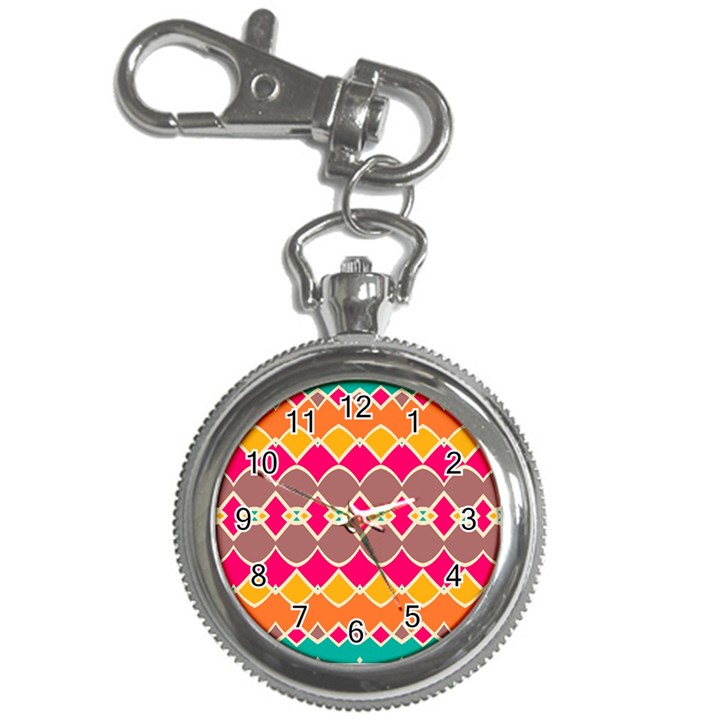 Symmetric shapes in retro colors			Key Chain Watch