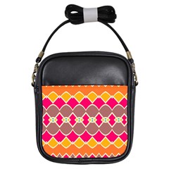 Symmetric Shapes In Retro Colors			girls Sling Bag by LalyLauraFLM