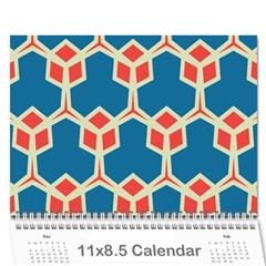 Orange Shapes On A Blue Background 18 Month Calendar
