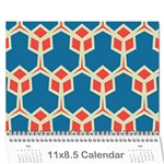 Orange shapes on a blue background 18 month calendar Cover