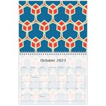 Orange shapes on a blue background 18 month calendar Oct 2023