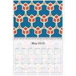 Orange shapes on a blue background 18 month calendar May 2024