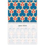 Orange shapes on a blue background 18 month calendar Jun 2024