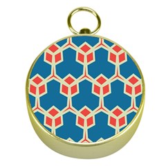 Orange Shapes On A Blue Background			gold Compass by LalyLauraFLM