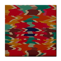 Retro Colors Distorted Shapes			tile Coaster by LalyLauraFLM