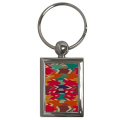 Retro Colors Distorted Shapes			key Chain (rectangle) by LalyLauraFLM