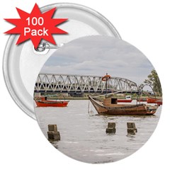 Boats At Santa Lucia River In Montevideo Uruguay 3  Buttons (100 Pack)  by dflcprints